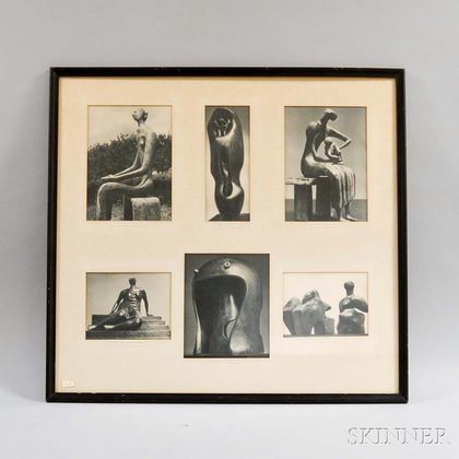 Six Tate Gallery Henry Moore Sculpture Photos in a Common Frame
