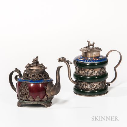 Two Export Metalwork Teapots