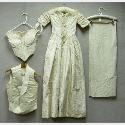 Victorian Creme Silk Brocade Wedding Gown