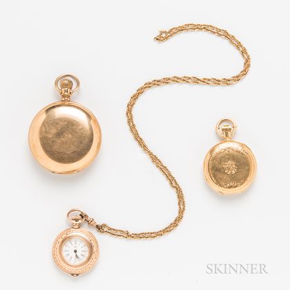 18kt Gold Hunter-case and Two Gold-filled Pocket Watches