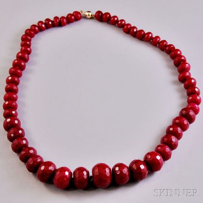 Enhanced Red Gemstone Graduated Bead Necklace
