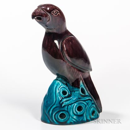 Aubergine- and Turquoise-glazed Parrot