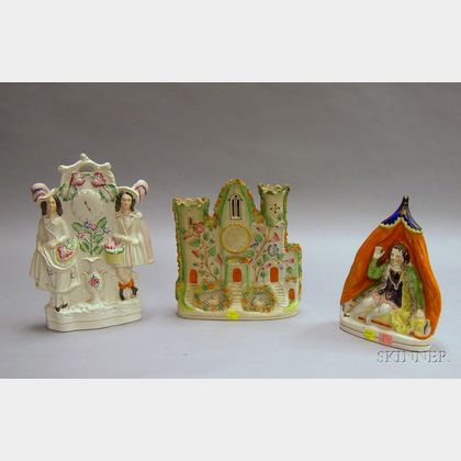 Staffordshire Figural Spill Vase and Two Figural Groups. 
