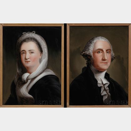 William Matthew Prior (American, 1806-1873) Pair of Portraits of George and Martha Washington.