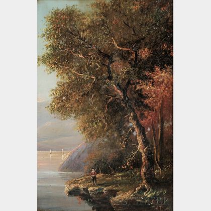 Régis François Gignoux (French, 1816-1882) Hudson River Scene in Autumn