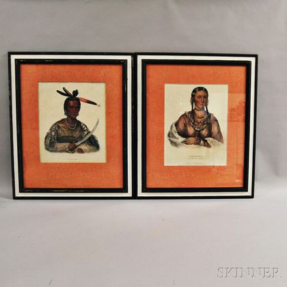 Two Hand-colored Engravings of Native Americans
