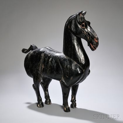 Black Lacquered Wood Horse