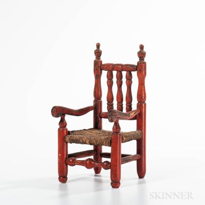 Red-painted Miniature Bannister-back Great Chair