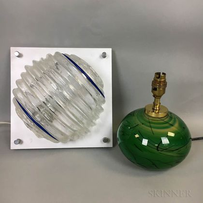 Anthony Stern Studio Glass Table Lamp and a Glass Wall Sconce