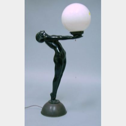 M. Le Verrier Art Deco Figural Nude Lamp