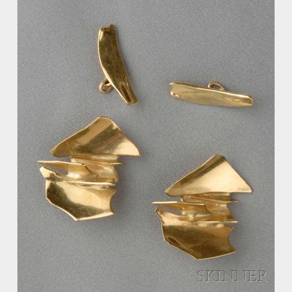 Artist-Designed 18kt Gold Earclips, Alicia Penalba