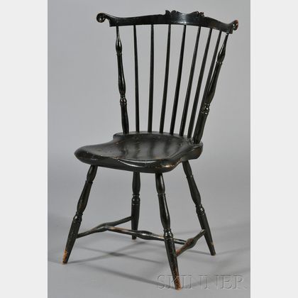 Black Painted Windsor Fanback Side Chair
