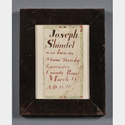 Small Framed Hand-painted Birth Record