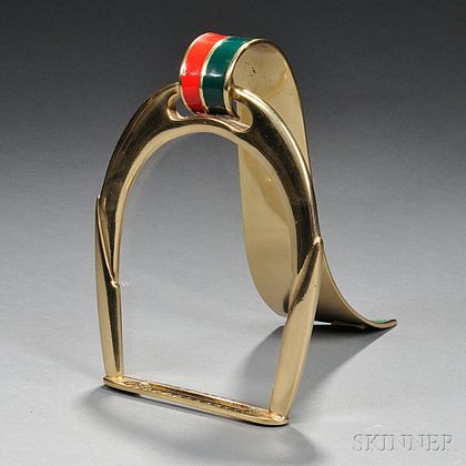 Enameled Brass Stirrup-form Picture Frame