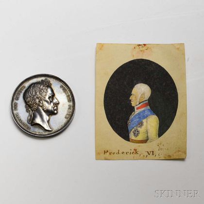 Frederick VI of Denmark Commemorative Silver Medal and a Portrait Miniature.