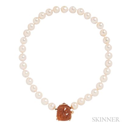 Cultured Pearl and Amber Necklace, Seaman Schepps