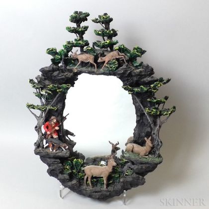 Molded Composite Mirror Depicting a Hunting Scene