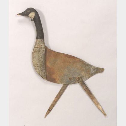 Carved and Painted Wood and Sheet Iron Canada Goose Decoy