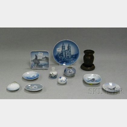 Two Heintz Art Metal Items, Five Small Royal Copenhagen and Five Bing & Grondahl Porcelain Items