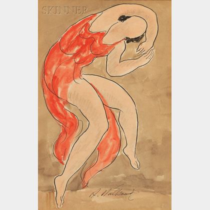 Abraham Walkowitz (American, 1878-1965) Sketch of Isadora Duncan