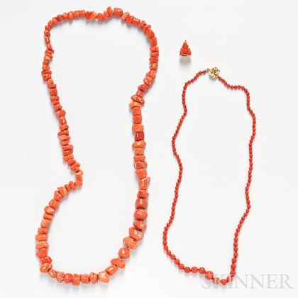 Three Pieces of Coral Jewelry