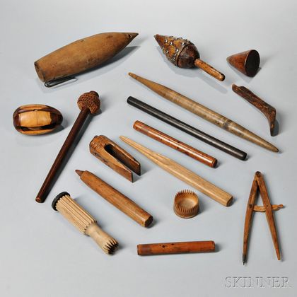 Fifteen Wood Sailor's and Fisherman's Tools