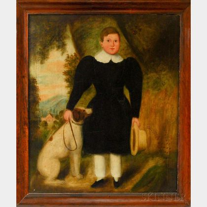 Anglo/American School, 18th Century Portrait of a Boy and a Dog.