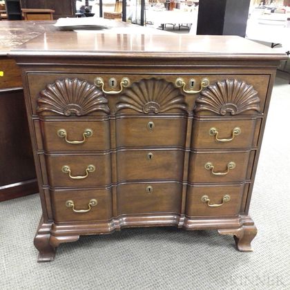 Kittinger Chippendale-style Mahogany Shell-carved Block-front Chest of Drawers