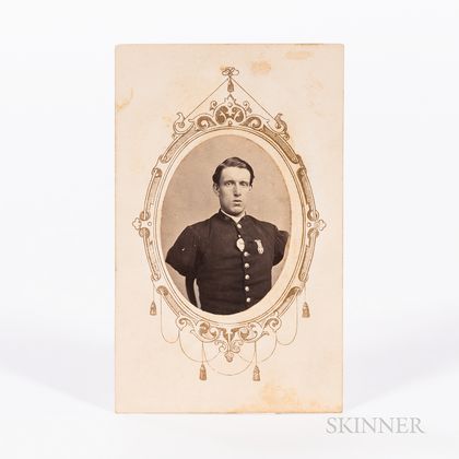 Inscribed Albumen Carte-de-visite Photograph of Disabled Civil War Veteran Alfred A. Stratton