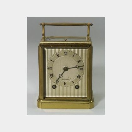 French Engraved Bronze Repeating Alarm Carriage Clock