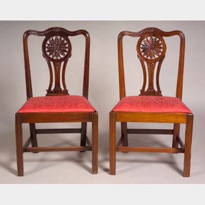 Pair of George III Carved Mahogany Side Chairs