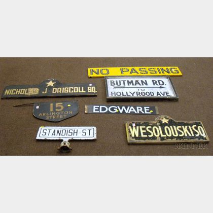 Seven Assorted Street and Road Signs