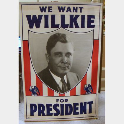 We Want Willkie for President Printed Cloth Campaign Banner