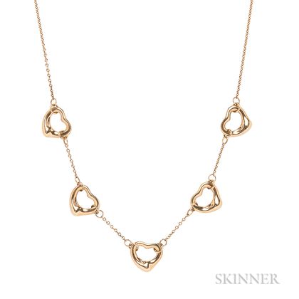 18kt Gold Open Hearts Necklace, Elsa Peretti, Tiffany & Co.