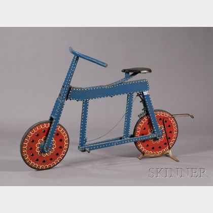 Red, White, and Blue Painted Wooden Circus Clown Bike
