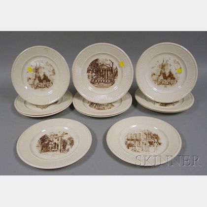Set of Eleven Wedgwood Charleston, South Carolina Ceramic Dinner Plates. 