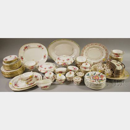 Eighty-three Piece Adderley Transfer Floral-decorated Bone China Partial Dinner Set and Assorted Ceramic Tableware