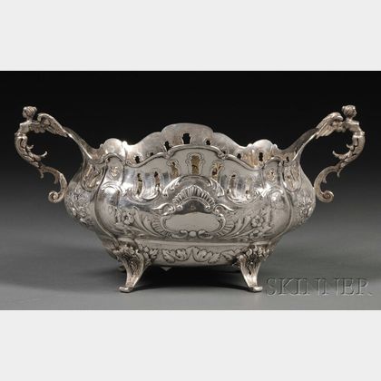 Continental Silver Reticulated Two-handled Center Bowl