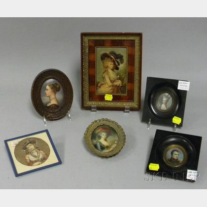 Five Assorted Framed Miniature Portraits