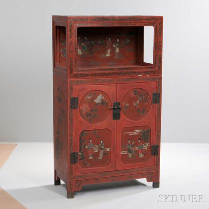 Shanxi Decorated Red Lacquer Cabinet