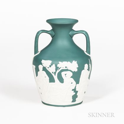 Modern Wedgwood Solid Teal Green Jasper Portland Vase