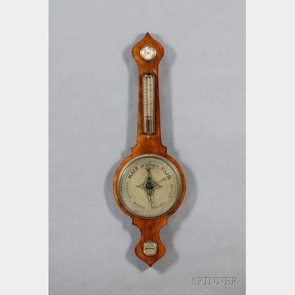 Victorian Mahogany Veneer Wheel Barometer