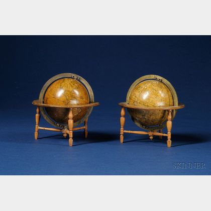 Pair of 3-inch Table Globes by Newton