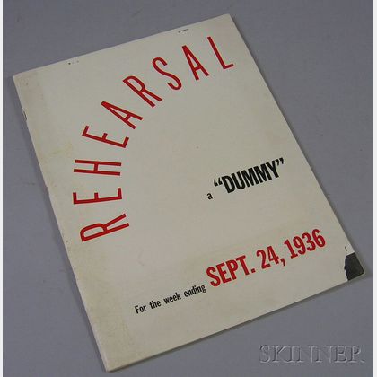 Time Inc. September 24, 1936, No. 2 "Rehearsal" Copy for Life Magazine.