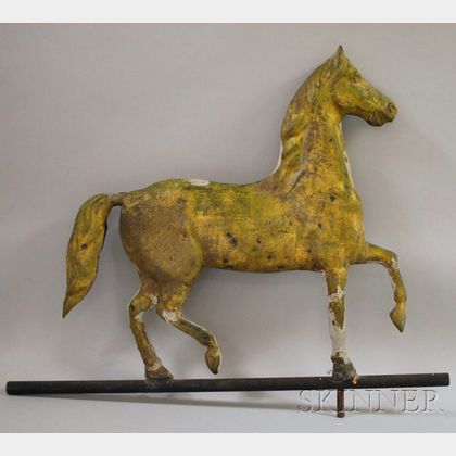 Gilt Molded Copper Prancing Horse Weather Vane