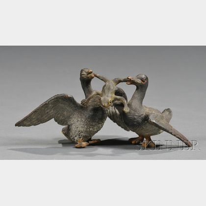 Austrian Cold Painted Bronze Figure of Two Ducks