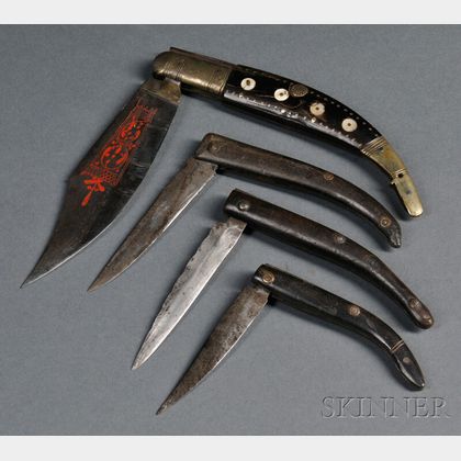 Four Spanish-style Clasp Knives