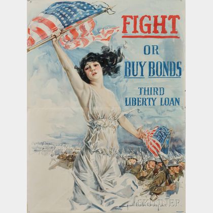 Howard Chandler Christy WWI Lithograph Fight or Buy Bonds Poster
