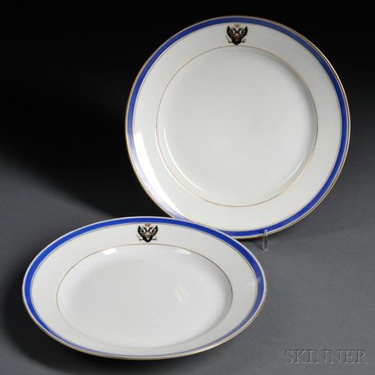 Two Russian Imperial Porcelain Factory Plates from the Tsarskoe Selo Service