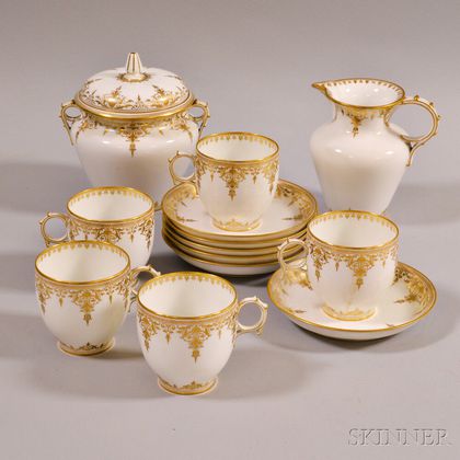 Thirteen Sevres Porcelain Teaware Items